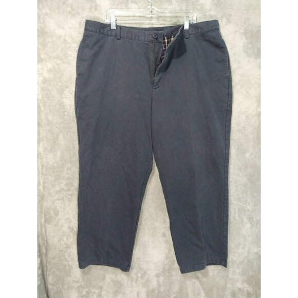 LL Bean Pants Mens 42x27 Gray Chino Flannel Lined Flat Front Natural Fit - Picture 1 of 9